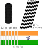 12 Pack India Desk Flags Set, Indian Small Mini Table Office Flags with 12" Solid Black Pole, 8.2 x 5.5 Inches, Home and Office Decoration, Festival Celebrations
