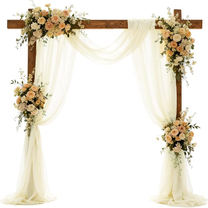 Wedding Arch Draping Fabric 29" x 18 FT Light Yellow Sheer Chiffon Outdoor Curtain Drapes for Wedding Birthday Party Ceremony Decor(1 Panel, Light Yellow)