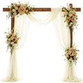 Wedding Arch Draping Fabric 29" x 18 FT Light Yellow Sheer Chiffon Outdoor Curtain Drapes for Wedding Birthday Party Ceremony Decor(2 Panels, Light Yellow)