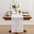 White Elegant Vintage Lace Table Runner,Wedding Lace Decor with Floral Embroidery,Tea Party Decor (White, 13.8X71 Inches)
