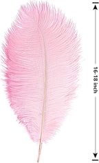 THARAHT 12PCS Ostrich Feathers Natural Bulk 16-18Inch(40-45cm) for Wedding Party Centerpieces Easter Gatsby Flower Arrangement and Home Decorate Ostrich Feathers,Pink