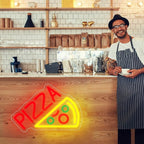 Pizza Neon Sign Neon Pizza Signs for Business, Pizza Night Light Pizza Decor Pizza Party Decorations Food Neon Sign for Pizzeria Restaurants Kitchens Shops Parties, 11.8" x 8"