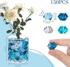 DomeStar 150PCS Fake Ice, Acrylic Blue Gems, Vase Fillers Fish Tank Rocks Aquarium Tank Decor Table Scatter Decoration