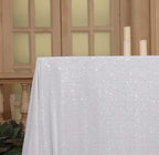 SquarePie Sequin Tablecloth 50 x 72 Inch White Sparkly Table Linen for Wedding Party