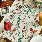 Artoid Mode Floral Leaves Christmas Table Runner, Wild Flowers and Grasses Winter Kitchen Dining Table Decoration for Home Party Decor 13x72 Inch