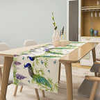 Peacock Table Runner,Spring Plant Butterfly Print Seasonal Table Runner for Home Kitchen Dining Party Indoor Outdoor Decoration 13x108 Inch