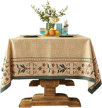 patdrea Designer French Linen Long Tablecloth for Rectangle Table,Beige Anti-Wrinkle Floral Farmhouse Table Cloth,Decor Covers for Kitchen Dining,Tea Party,Christmas,Thanksgiving,63"x94"-Fram