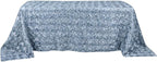 Efavormart 90"X132" Dusty Blue Grandiose 3D Rosette Satin Rectangle Tablecloth for Wedding Party Event