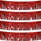 4 Pack Total 40 Feet Foil Fringe Garland Metallic Wall Hanging Drapes Tassel Skirting Tinsel Streamers Decorations for Parade Float Trailer Mardi Gras Party Birthday Wedding (Red)