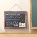 Magnetic Chalkboard Calendar for Wall Monthly Planner Board Wite Wood Frame Reusable Planning Blackboard for Record Daily Tasks List 12" x 16"