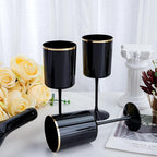 Ciaell 12 Pack 10 OZ Black Plastic Wine Glasses with Stem - Black and Gold Disposable Wine Glasses Perfect for Parties & Weddings & Toasting & Outdoors & Camping & Halloween