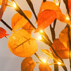 3Pcs Lighted Eucalyptus Leaves Branches, 30” Timer Fall Eucalyptus Stems with Lights,60 LEDs Battery Operated Fall Lighted Tree Branches for vases Home Wedding Table centerpieces Thanksgiving