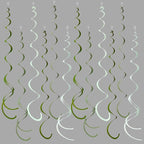 36Pcs Olive Green Hanging Swirl Decorations Ombre Sage Green Felt Swirl Streamer Spiral Ceiling Garland for Neutral Baby Shower Birthday Wedding Engagement Safari Jungle Woodland Party Supplies