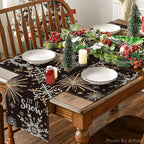 Artoid Mode Black Snowflake Let It Snow Winter Placemats Set of 6, 12x18 Inch Seasonal Christmas Table Mats for Party Kitchen Dining Decoration