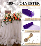 Purple Tulle Fabric Roll, 54" x 40 Yards (120FT) Tulle for Wedding Decoration DIY Halloween Tutu Party Backdrop Baby Shower Table Skirts Gift Wrapping