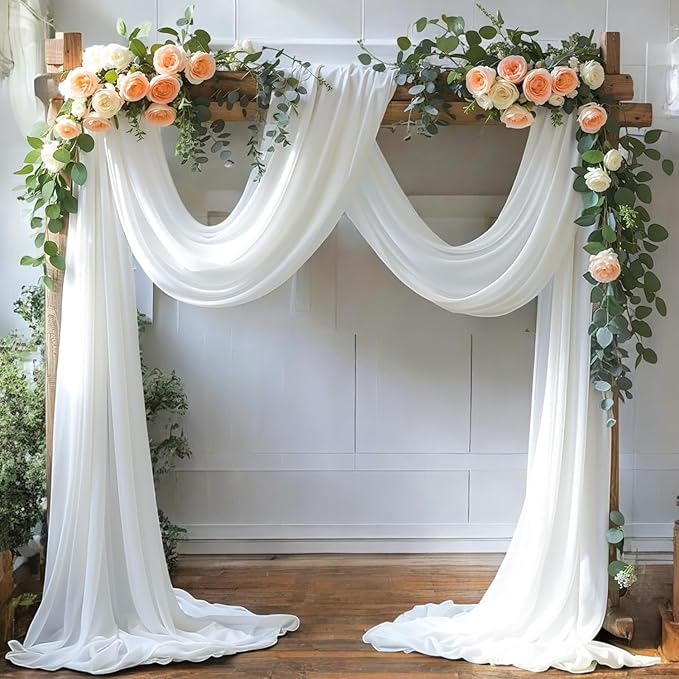MDS Halloween Chiffon Draping Fabric - 2 Panel, 30" Wide x 100ft Long - Sheer Spooky Arbor & Canopy Drapery for Haunted House Backdrops, Party Ceilings, DIY Costumes & Themed Events - White