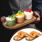 Wenqik 18 Pieces Acacia Wood Tray Set 10 x 5 Inch Acacia Oval Wood Tray Platters Plates Set for Fruit Cheese Dessert Appetizer Vegetable Charcuterie BBQ Party Weddings Supply