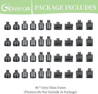 Glasseam Bud Flower Vases in Bulk: 40 Glass Cute Small Vases for Centerpieces Vintage Mini Wedding Birthday Party Table Centerpieces Tiny Baby Shower Dining Room Decoration Black Grey
