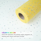 Glitter Tulle Rolls, 6” by 50 Yards (150FT) Sequin Tule Netting Fabric Tulle for Tutu Skirts Sewing Birthday Wedding Party Decoration (Yellow)