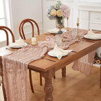 Nude 12 Pack Cheesecloth Table Runner 120 Inch 10 FT Boho Rustic Gauze for Wedding Baby Shower Party Farmhouse Summer Home Decor Washable