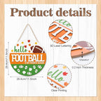 CHDITB Hello Football is My Favorite Season Front Door Sign Wreath(12"x12"), Wooden 3D Fall Decoration Wall Hanging, Farmhouse Rugby Autumn Harvest Maple Leaves Decor Hanger for Front Porch Outdoor