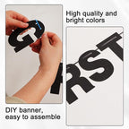 BEISHIDA 116 PCS A-Z Glitter Black DIY Letter Banner Kit Make Your Own Banner，Including 111 Letters and Numbers 3 Rope and 2 Threading Device,Customized for Birthday Graduation Wedding Halloween Party Decor