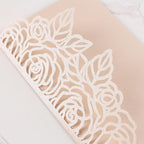 50pcs Tri-Fold Laser Cut Invitation with Envelope Blank Inner Sheets RSVP Cards Personalized Wedding Invitations for Bridal Shower QuinceañEra Engagement Birthday Invites 5X7 Inch Blush Pink