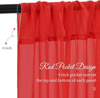 6 Panels Red Wedding Ceiling Drapes 5ftx30ft Ceiling Drapes Chiffon Fabric Arch Draping Sheer Curtains Soft Drapery Draping Wedding Ceiling Decorations for Party Ceremony Stage Swag