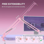 FIFINE Boom Arm Mic Stand, Microphone Arm with Desk Mount for Podcast Streaming Gaming Home Studio, Metal Suspension Scissor Boom Mic Stand-CS1 Pink