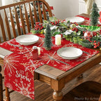 Artoid Mode Red Snowflake Let It Snow Winter Placemats for Dining Table, 12 x 18 Inch Seasonal Christmas Washable Table Mats Set of 4