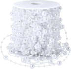 JULBEAR Beads Garland Decoration,1Rolls 131Feet White Christmas Pearl Strands Chain Bead Garland for Christmas Tree Fireplace Wreath Gift Bouquet Crafts Wrapping Wedding Party Centerpieces Decoration