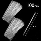 100-PCS Silver Glitter Plastic Swizzle Sticks, Crystal Cake Pops, Cocktail Coffee Drink Stirrers, Stir Sticks, 7.24 Inch