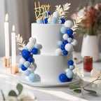 MIAHART Ball Cake Toppers Boho Grass Cake Topper Ball Cake Insert Decoration for Birthday Wedding Baby Shower Party Decorations Boho Themed Party Supplies (blue，white，light blue)
