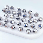 50 PCS 10mm Crystal Glass Beads Round Multiple Faceted Loose Spacer Glass Beads for DIY Handcrafte Bracelet Necklace Earring Jewelry Making(Silver)