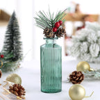 Bud Vases in Bulk 15 Pcs,Small Glass Vases for Flowers as Wedding Centerpieces for Tables,Clear Flower Vases Suitble for Wedding Decorations,Christmas,Anniversary,Birthday Party (Dark Green)