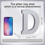 TONIFUL 8 Inch Silver Glitter Letter D Table Centerpiece A-Z Silver Birthday Party Decorations,Silver Alphabet D for Birthday,Chrismas,Graduation,Bridal Shower,Wedding,Anniversary Party Supplies