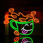 Coffee Neon Sign LED Cafe Light up Sign for Business Wall Decor USB Cute Coffee Cup Neon Light for Cafe Bar Shop Restaurant (16.5 * 12.9 In)
