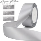 Gray Solid Satin Ribbon 1-1/2 Inch 25 Yards Solid Polyester Fabric Ribbon for Gift Wrapping Wedding Christmas Baby Shower Birthday Party Decoration Handmade Immortal Flower Craft