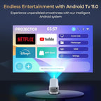 WEMI Native 1080P Smart Mini Projector with WiFi 6 Bluetooth 5.4, Full HD 4K Support Auto Focus&Keystone, Built-in Stereo Speakers Android OS, Portable Movie Projector for iPhone Netflix Home Theater
