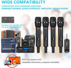 4 Rechargeable Wireless Microphones, Pro Handheld Cordless Mics System with Echo Treble BASS VOL Control for Karaoke Singing Church Party, 1/4'' Output, Black
