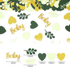200PC Sage Green Baby Shower Confetti Green Gold Glitter Heart Table Confetti for Greenery Gender Neutral Baby Shower Decorations