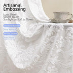 Sheer Curtains 84 Inch Length for Living Room & Bedroom Rod Pocket Boho Farmhouse Drapes with Scroll Floral Patterned 3D Flocked Texture & Rococo Motifs White Sheer Curtain Set of 2 Panels 52"W*84"L