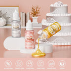 Edible Glitter Paint - 3 Colors Glitter Decorative Cake Paint Metallic Glitter, Food Grade Paint Edible Paint for Cake Decorating, Baking, Candy, Cookie, Chocolate -0.5 fl.oz(15ml)/Bottle (Gold, 3 color)