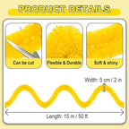 50 Feet Christmas Foil Fringe Banner Metallic Tassle Garland Metallic Backdrop Parade Floats Shiny Hanging Ceiling, Valentine's, Wedding, New Year Party Decorations(2" x 50', Macaron Yellow)