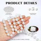16 Feet 10mm Pearl Strings Garland for Crafts, Artificial Pearl Beaded Trim Chain Roll Strands for Wedding Centerpieces Bouquet Party Decoration Christmas Tree Garland, White