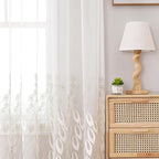 VISIONTEX White Sheer Voile Curtains, Decorative White Embossed Drip Rod Pocket Window Drapes for Home Kitchen, Living Room and Bedroom 54 x 63 Inch, Set of 2 Curtain Panels