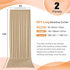 10×12 ft Wrinkle Free Beige Backdrop Curtain for Weddings Parties, 2 Panels 5×12ft Long Silky Polyester Photo Backdrop Drapes for Birthday Baby Shower Photography Background Cloth