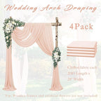 4 Panels 20Ft Length x 28" Width Light Peach Wedding Arch Draping Fabric Arch Drapes Chiffon Fabric Sheer Curtains Backdrop for Party Bridal Decorations Wedding Ceremony Ceiling Stage Reception Decor