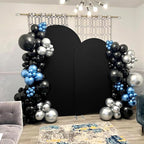 Wedding Arch Cover 6FT 7.2FT Arch Backdrop Cover Fitted Spandex Covers Set of 2 Round Top Chiara Arches Backdrop Stand Covers for Party Birthday Decoration（Black