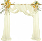 2 Panels Wedding Arch Draping Fabric Ivory Sheer Backdrop Curtain Arch Drape for Wedding Ceremony Reception,Bridal Shower Party Decorations 28" X 19ft